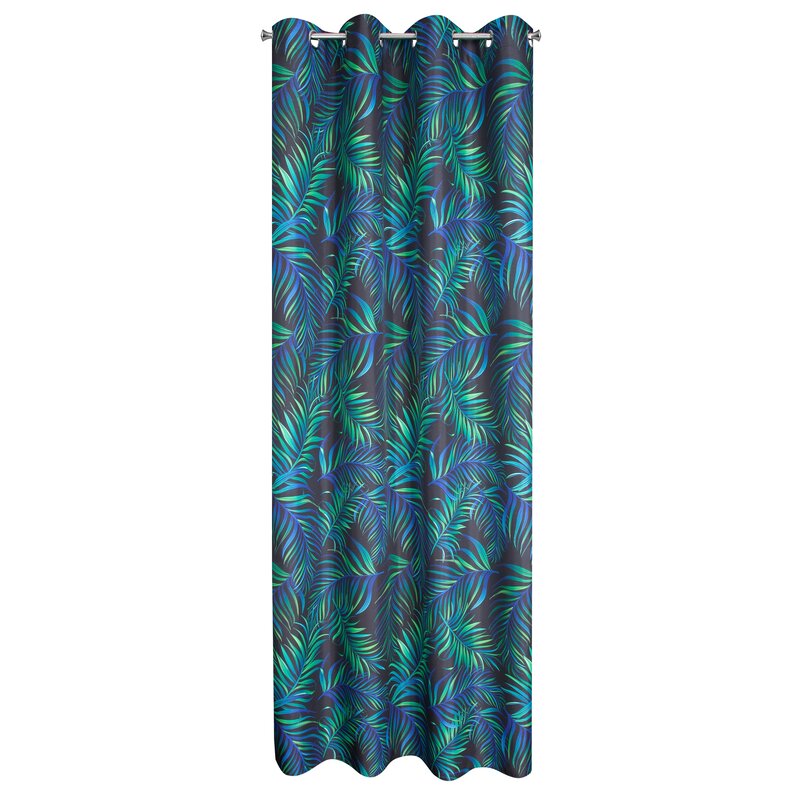 Zasłona gotowa D91 Palms czarna 140 x 250 cm – wprowadza egzotyczny klimat