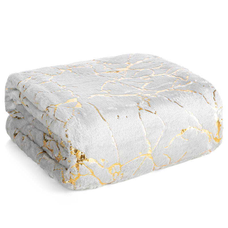 Koc flanelowy Glamo srebrny 150 x 200 cm – miękki i puszysty