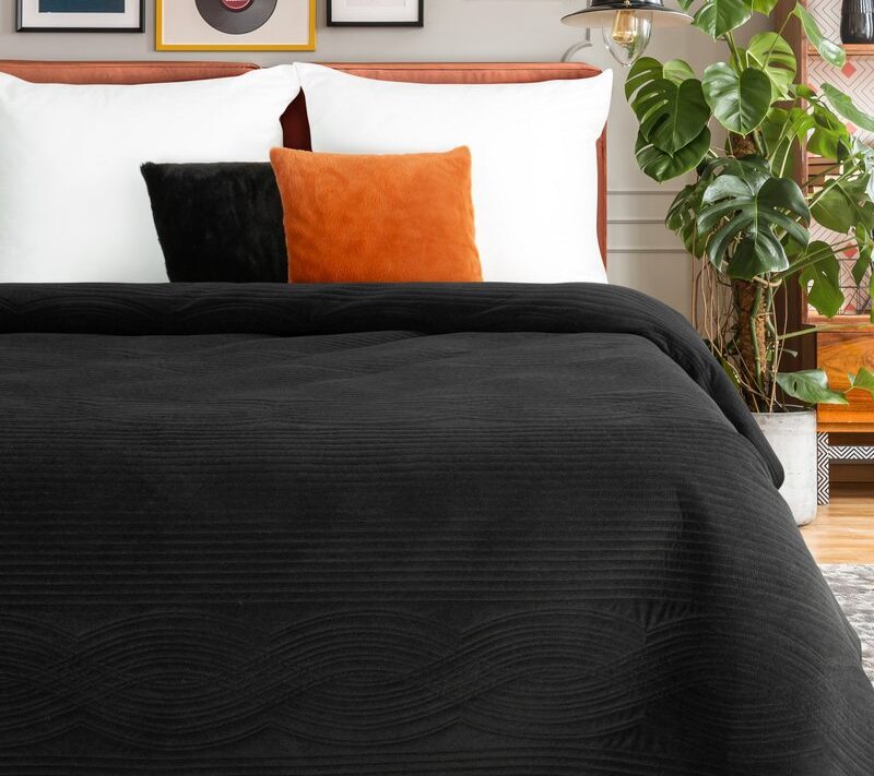 Narzuta Velvet czarna 220 x 240 cm – miękka i stylowa