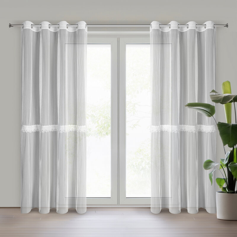 Firana gotowa Eliana biała 140 X 260 CM – delikatnie rozprasza światło