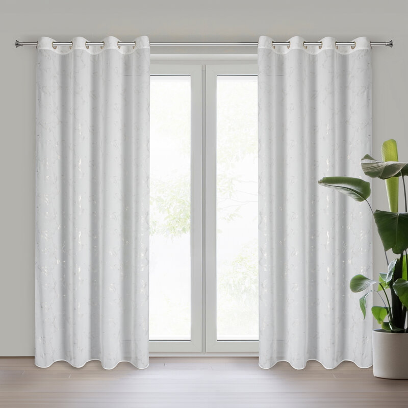 Firana gotowa IVA biała 140 X 270 cm – z błyszczącym nadrukiem