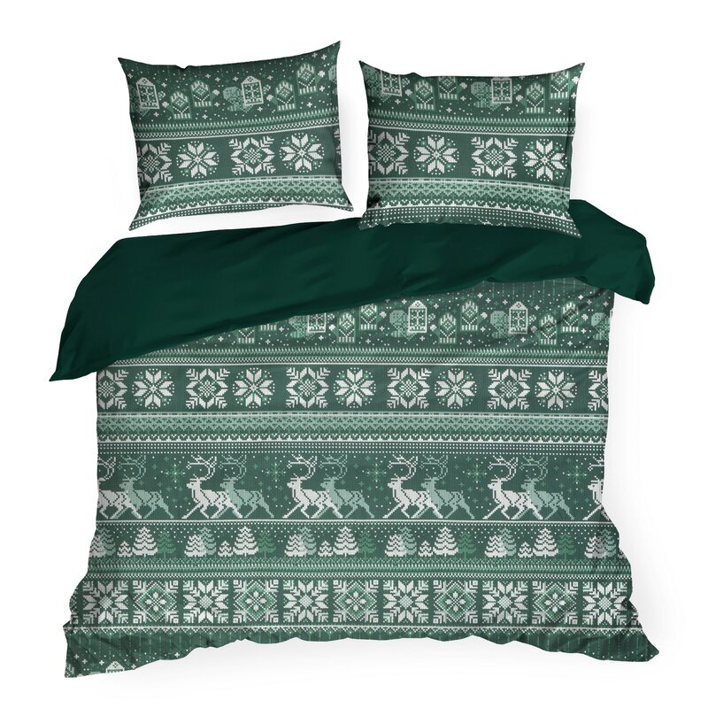 Komplet pościeli Clover ciemnozielony 140 x 200 cm – 100% bawełna