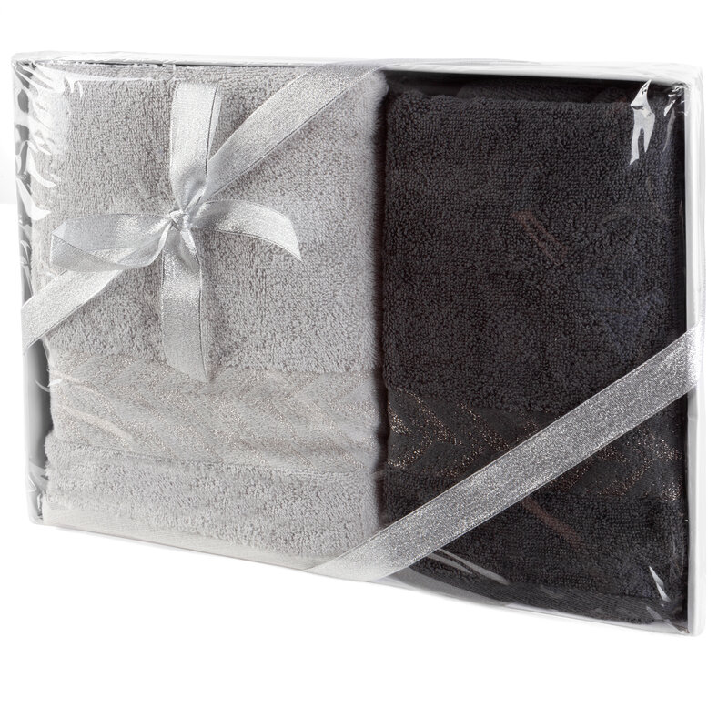 Komplet ręczników GLOW srebrny 42 x 33 x 5 cm – elegancki i chłonny