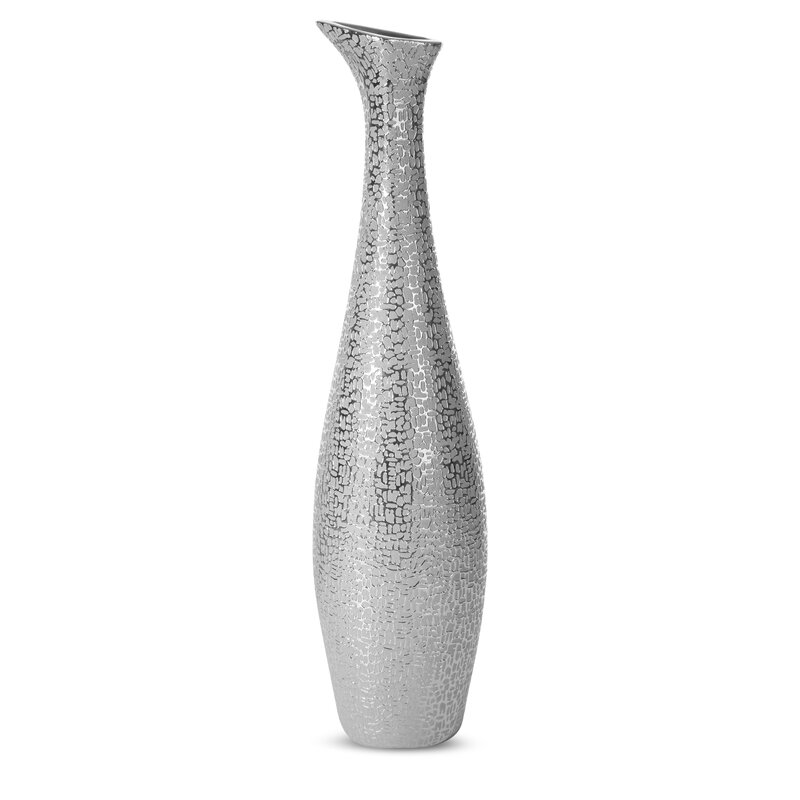 Wazon ceramiczny Riso srebrny fi 15 x 60 cm – idealny na kwiaty