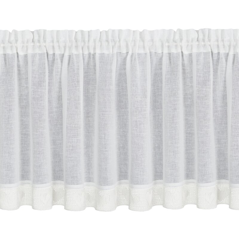 Firana gotowa Gaja kremowa 150 X 60 cm – z koronką serduszka