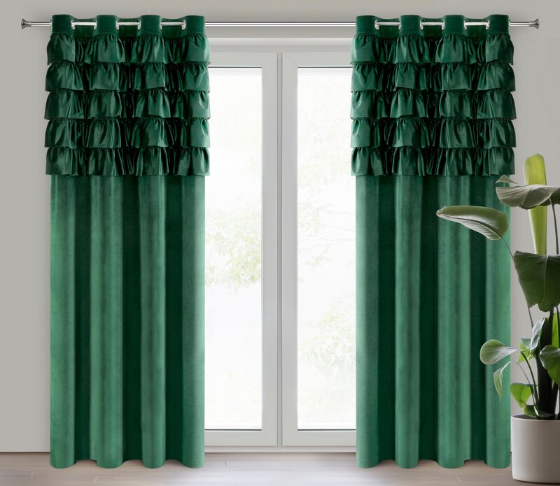 Zasłona gotowa Aura ciemnozielona 140 x 250 cm – zaciemniająca i stylowa