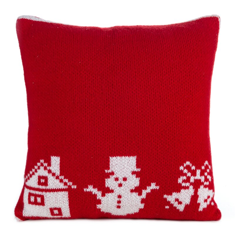 Poszewka świąteczna 45 x 45 cm czerwona – ozdobny splot