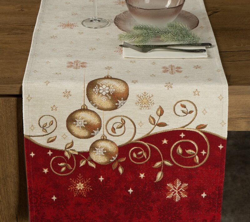 Obrus świąteczny kremowy 50X110 cm – odporny na plamy