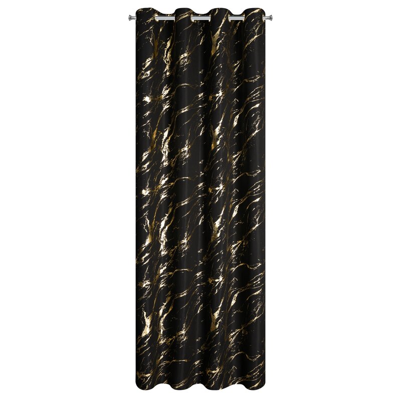 Zasłona gotowa LANI czarna 140 X 250 CM – z marmurowym wzorem