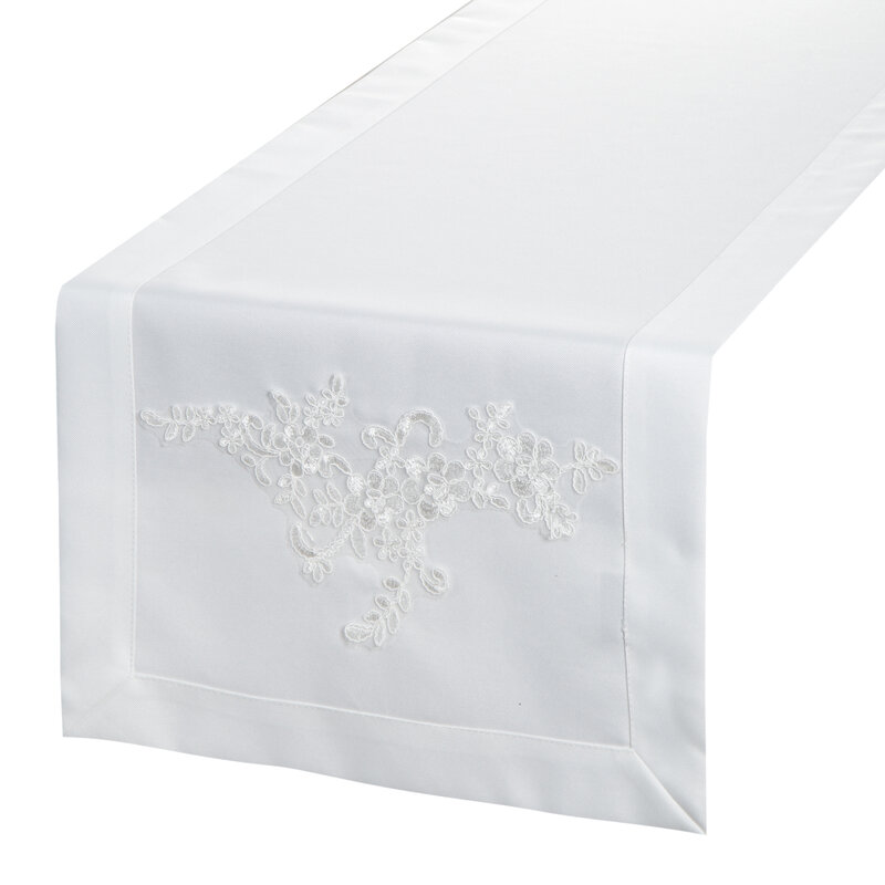 Bieżnik dekoracyjny Bari biały 40 X 140 CM – na uroczysty stół