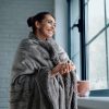 Koc flanelowy stalowy 200 x 220 cm – idealny na relaks