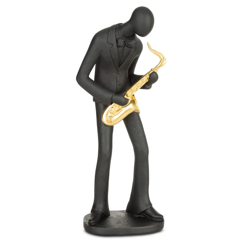 Figurka ceramiczna Rico czarna 15 X 11 X 36 CM – ozdoba dla miłośnika jazzu