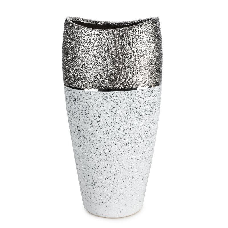 Wazon ceramiczny Milo biały 20 x 14 x 40 cm – na suszone kwiaty