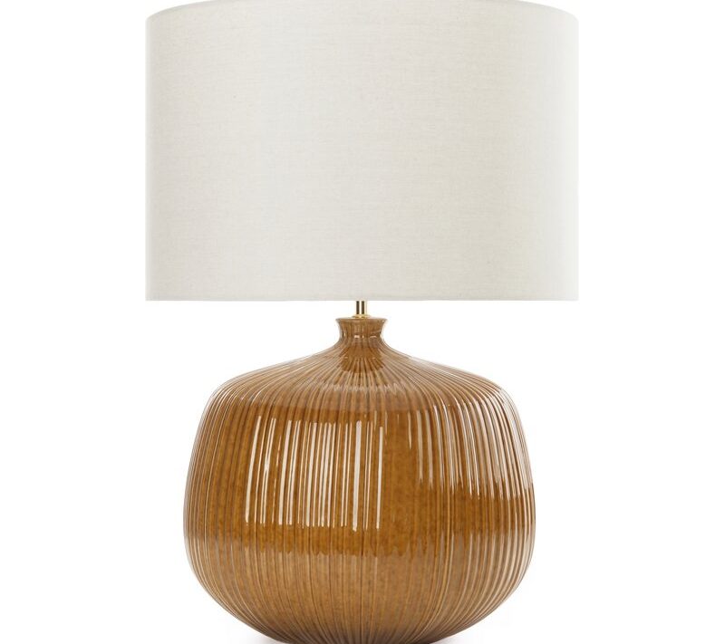 Lampa stołowa Benti jasnobrązowa O 50 x 70 cm – doda ciepła wieczorom