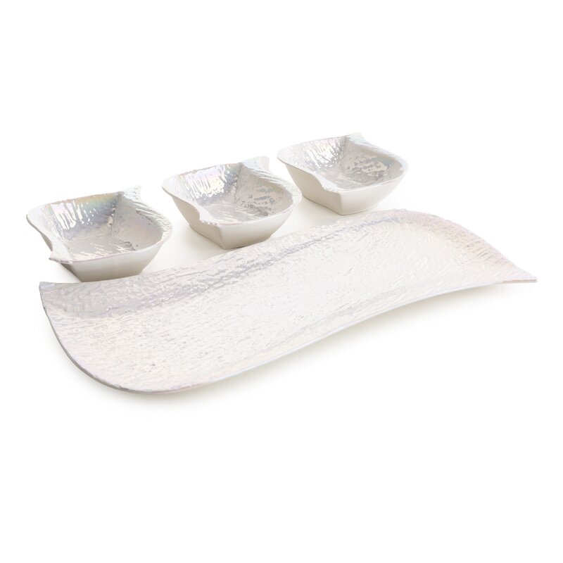 Patera ceramiczna Nina perłowa 18 x 41 x 6.5 cm – dodatek na stół