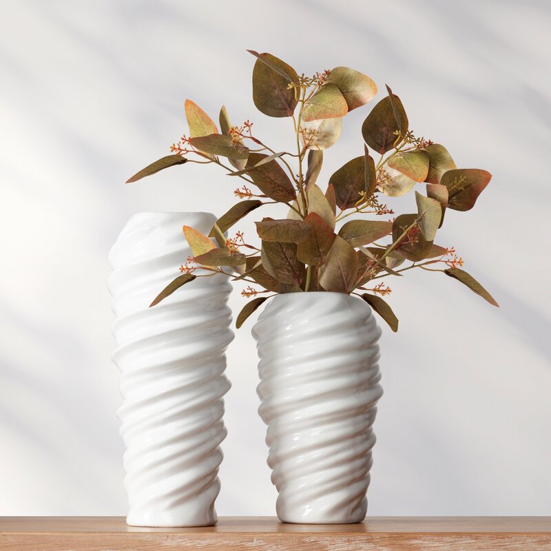 Wazon ceramiczny Diego biały 14 x 14 x 33 cm – idealny na kwiaty