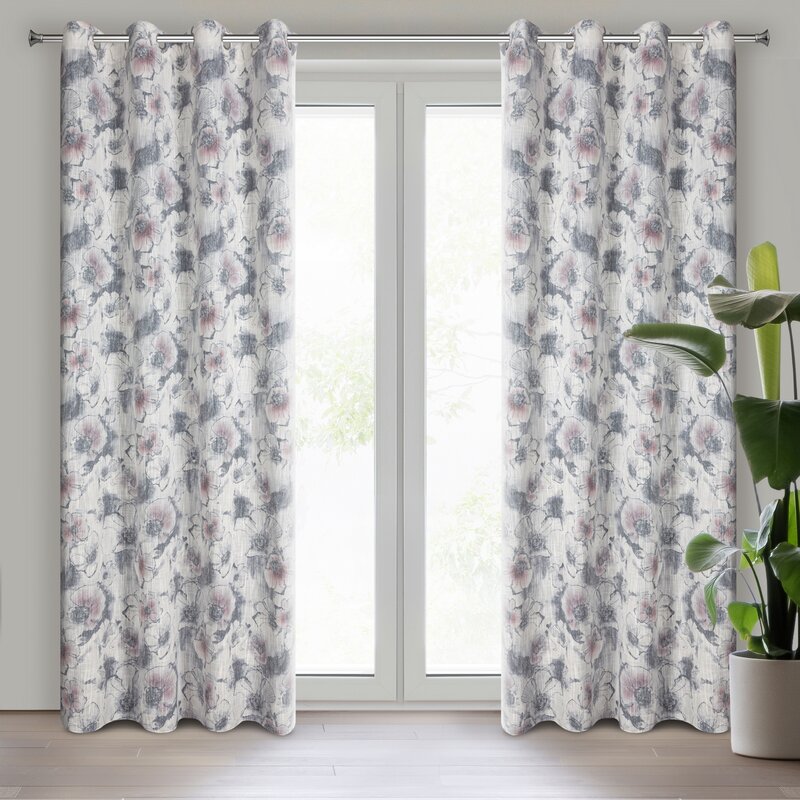 Zasłona gotowa Frida naturalna 140 x 260 cm – subtelny kwiatowy wzór