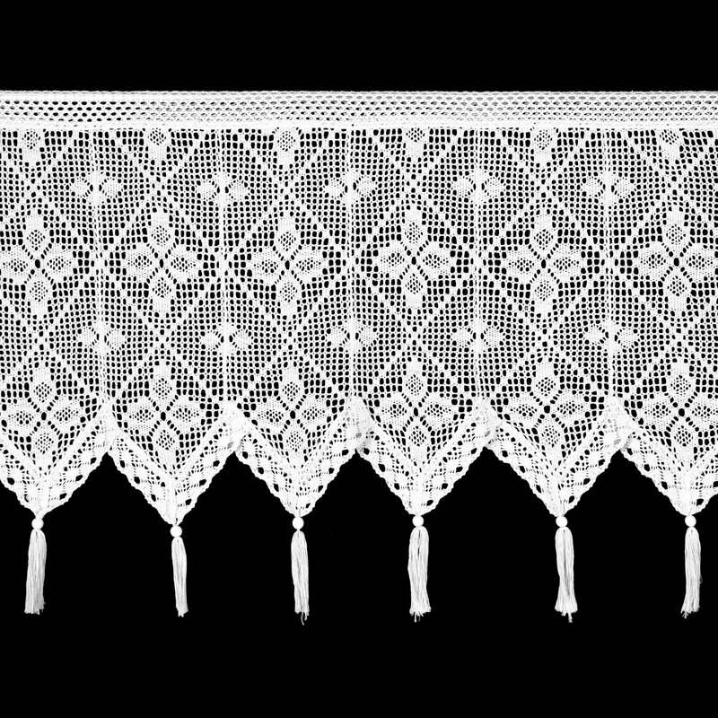 Zazdrostka ażurowa biała 150 x 60 cm – z kwiatowym wzorem