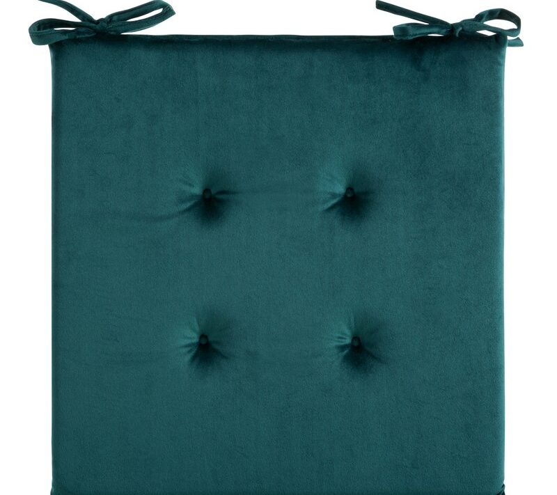 Siedzisko Velvet Gaja ciemnoturkusowe 40x40x3 cm – doda elegancji