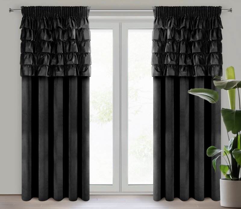 Zasłona gotowa Aura czarna 140 x 270 cm – zaciemnienie sypialni