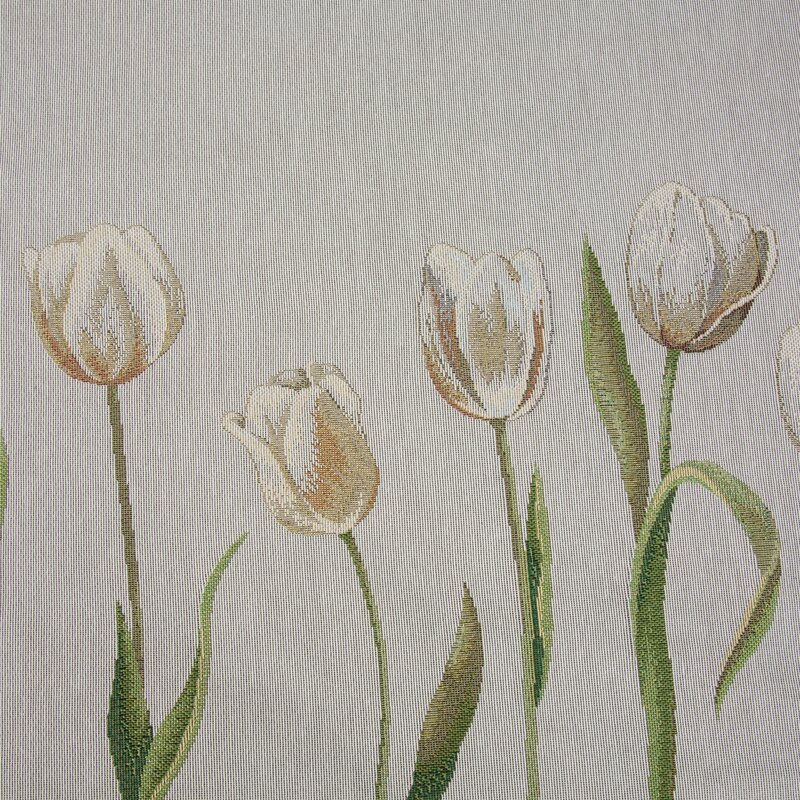 Obrus gobelinowy z tulipanami jasnopopielaty 140X180 – subtelny urok