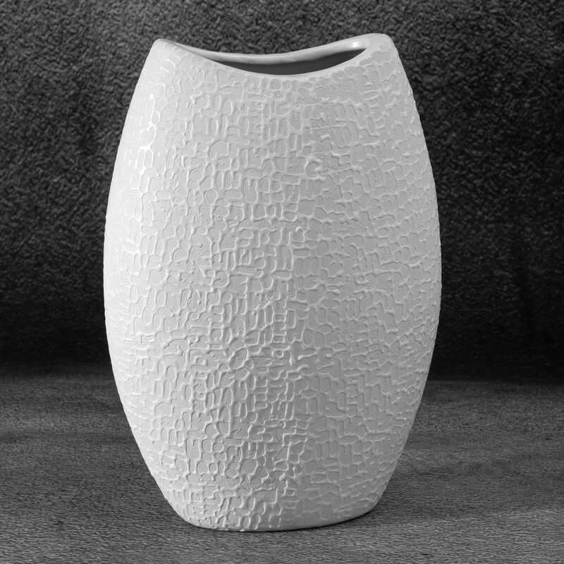 Wazon ceramiczny Riso biały 18 x 9 x 26 cm – na suszone kwiaty