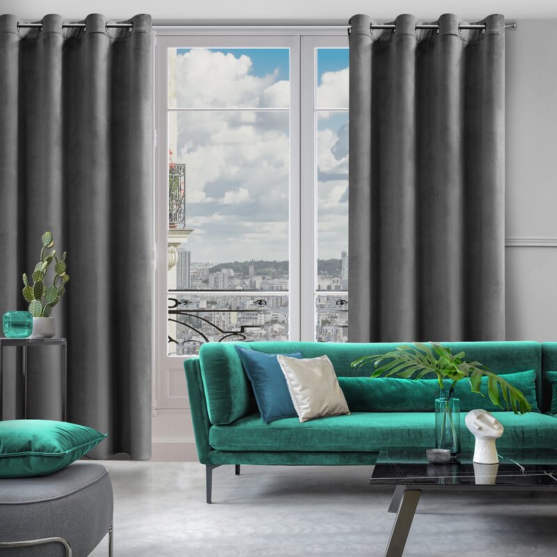 Zasłona gotowa D91 ROSA grafitowa 140 X 250 CM – welwetowa i przytulna