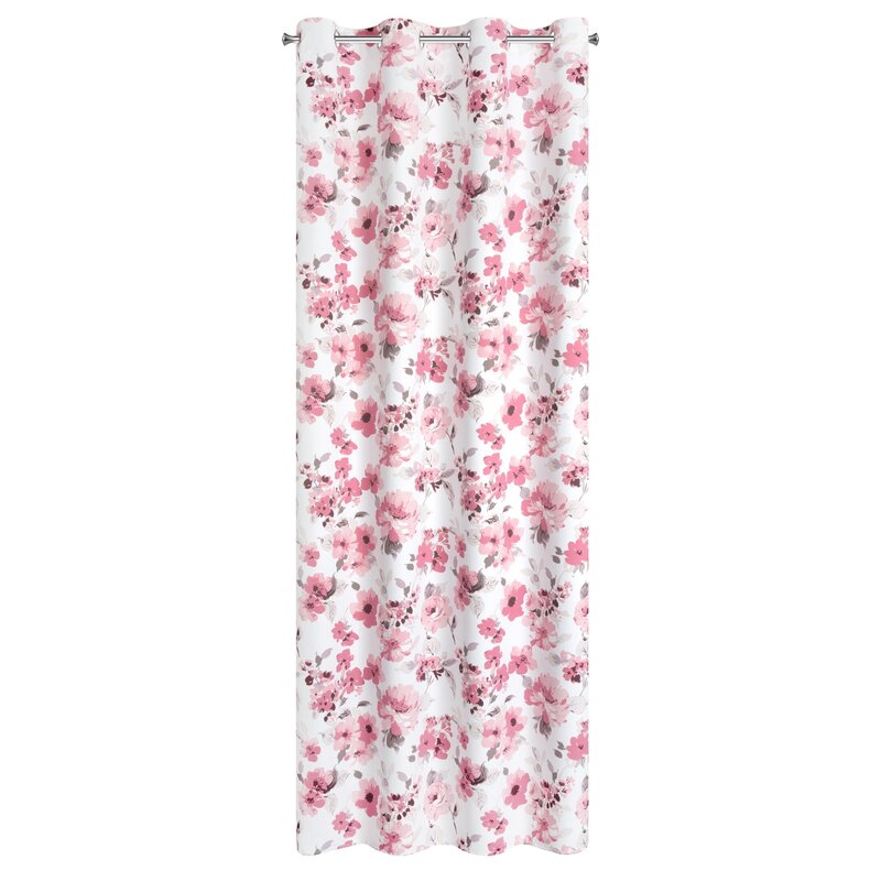 Zasłona gotowa Caren biała 140 X 250 cm – z kwiatowym wzorem