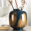 Wazon metalowy Kaja niebieski 30 x 34 cm – na suche kompozycje