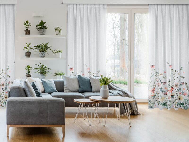 Zasłona gotowa Dolly biała 140 X 270 CM – delikatny kwiatowy wzór