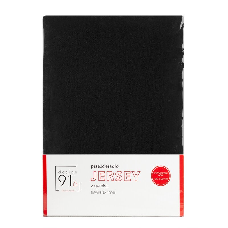 Prześcieradło jersey czarne 240 x 220 x 30 cm – miękkie i trwałe