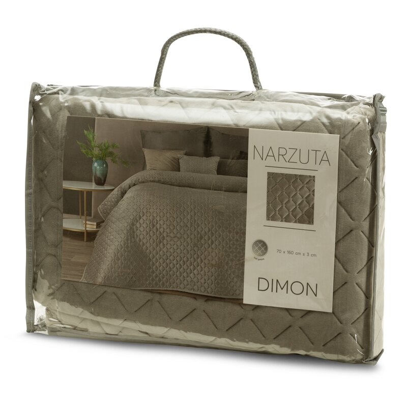 Narzuta welwetowa Dimon ciemnobeżowa 70 x 160 cm – miękka w dotyku