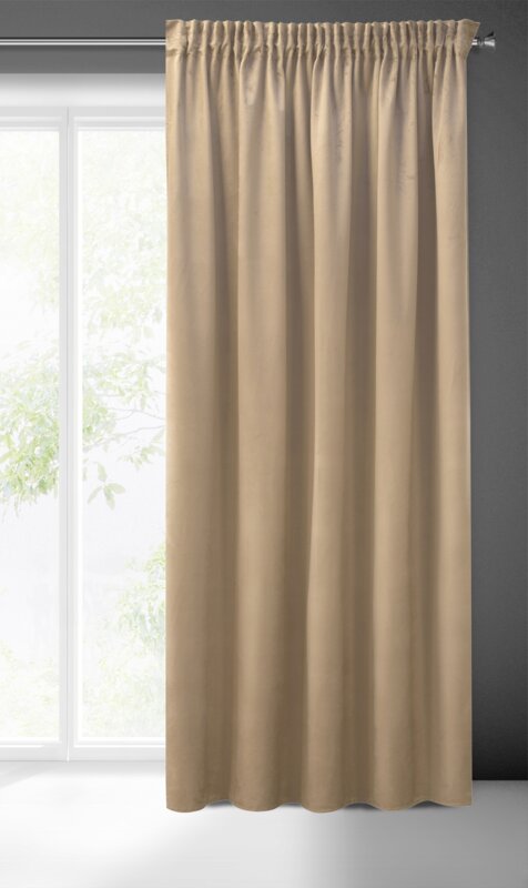 Zasłona gotowa Pierre Cardin ciemnobeżowa 140 x 270 cm – welwetowa i zaciemniająca