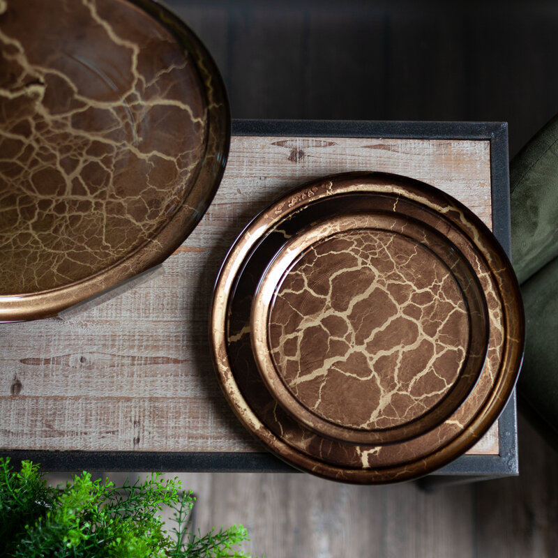 Patera szklana Suzi złota fi 33 x 2 cm – efektowna dekoracja