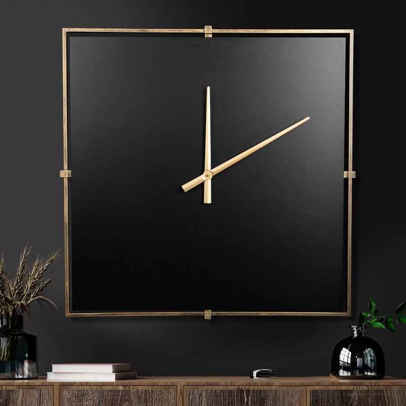 Zegar ścienny nowoczesny czarny 80 x 5 x 80 cm – subtelny akcent