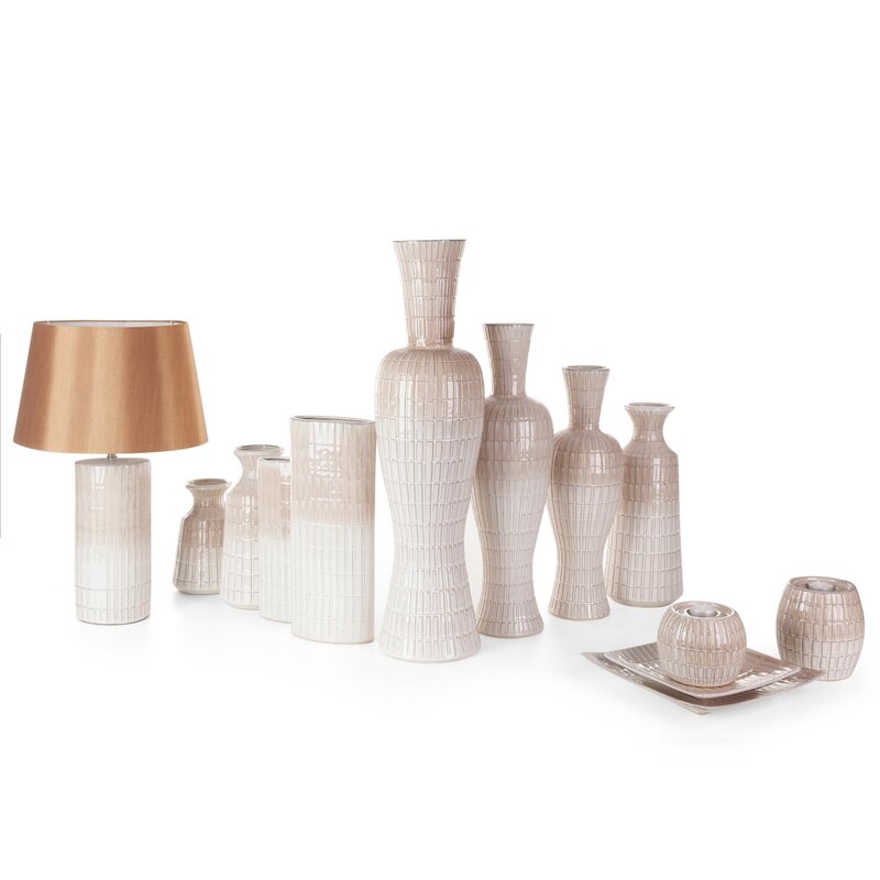 Wazon ceramiczny Edna kremowy 17 x 8 x 41 cm – na suszone kwiaty