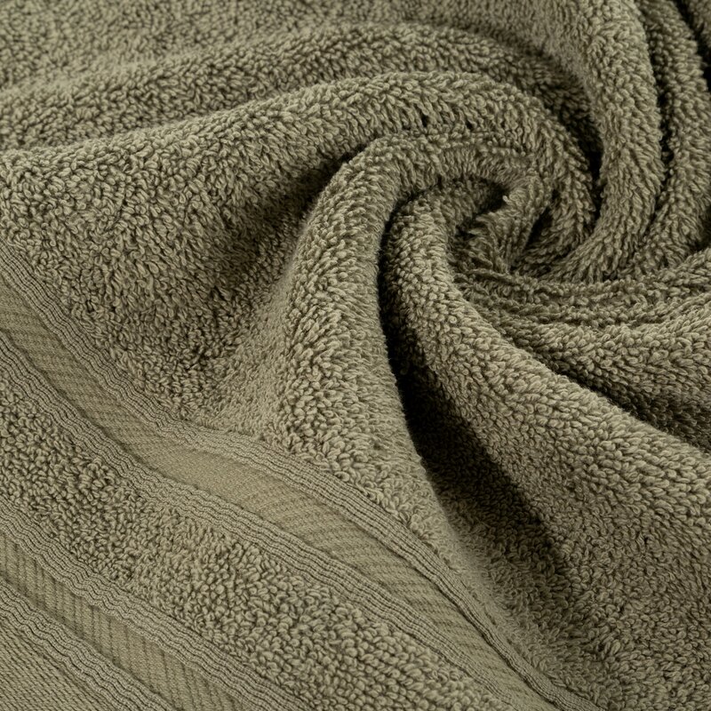 Ręcznik kąpielowy bawełniany KELY zielony oliwkowy 70x140 cm – miękki i chłonny