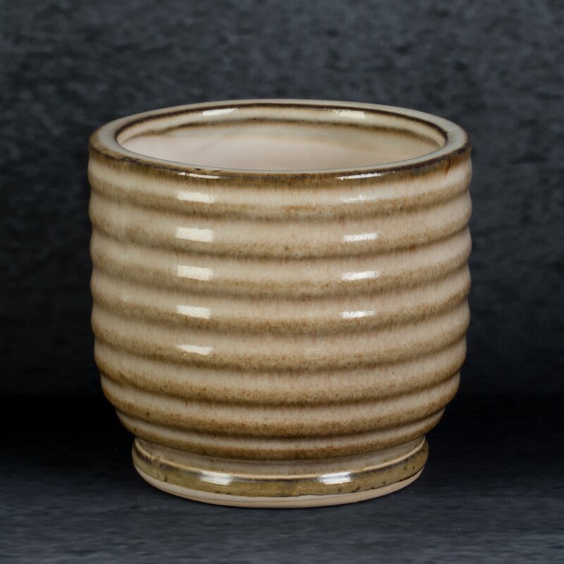 Doniczka ceramiczna jasnobrązowa fi 12 x 11 cm – do roślin
