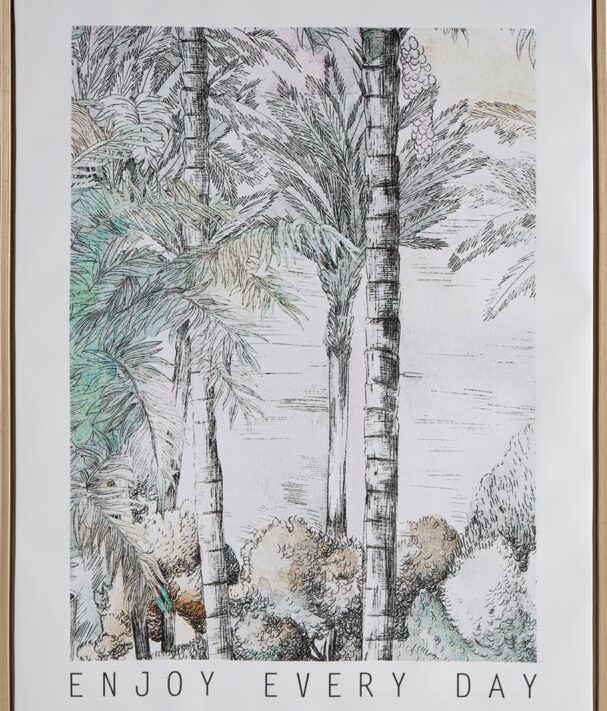 Obraz ręcznie malowany palmy szary 45 X 60 X 2.5 CM – egzotyczny akcent
