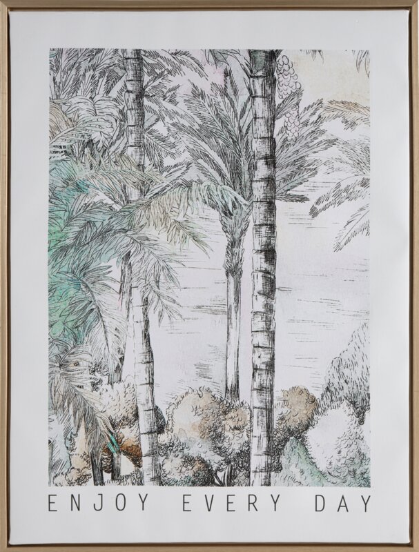 Obraz ręcznie malowany palmy szary 45 X 60 X 2.5 CM – egzotyczny akcent