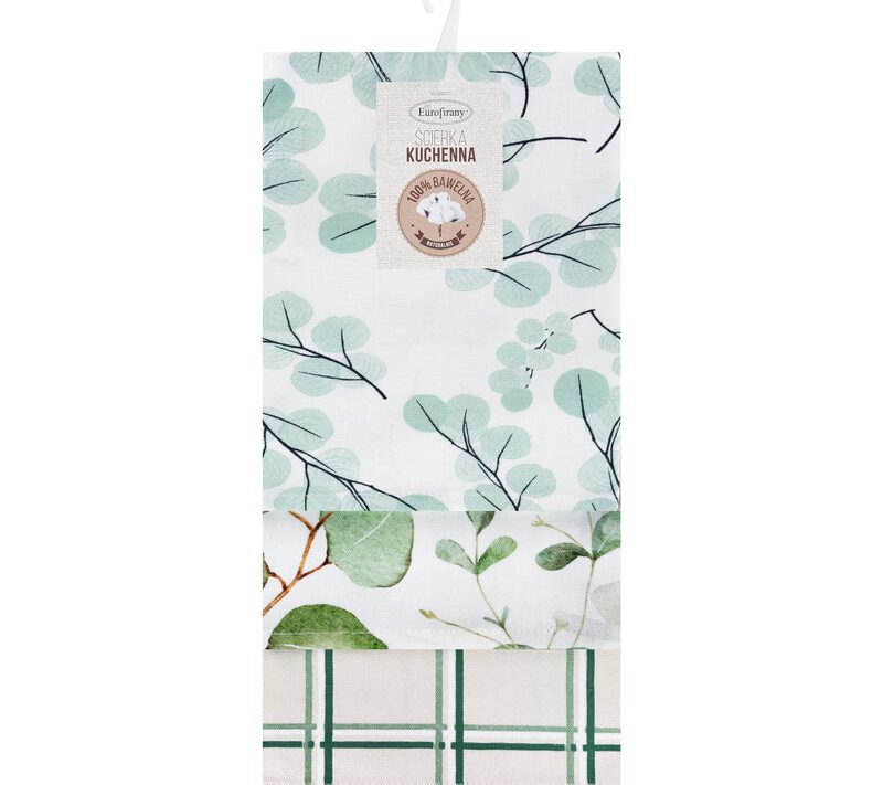 Komplet ściereczek kuchennych 3szt 50x75 cm bawełniany kolor naturalny,zielony 200 g/m2 CLOVER – wprowadza harmonię