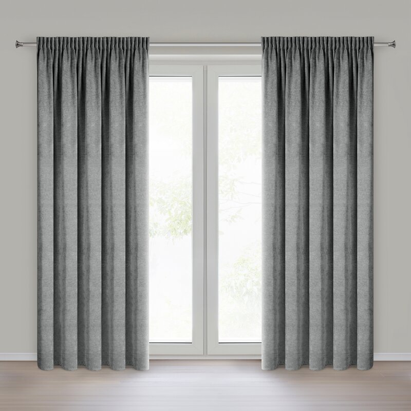 Zasłona gotowa Neska stalowa 140 x 270 cm – zaciemnia pomieszczenie