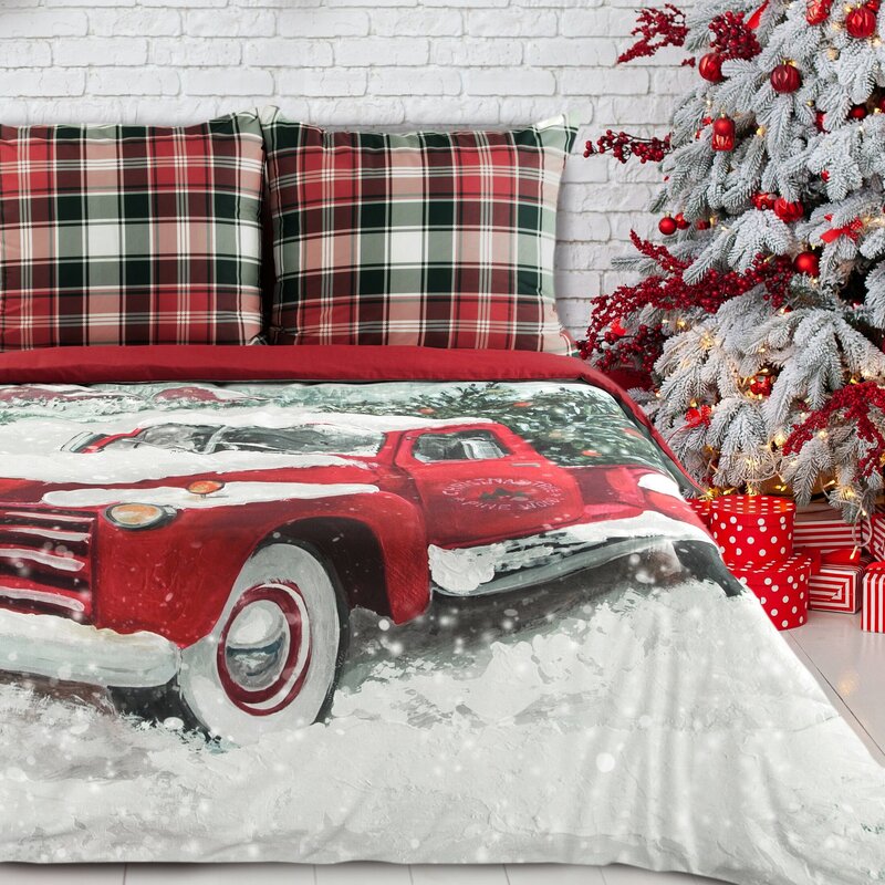 KOMPLET POŚCIELI ŚWIATECZNEJ VINTI 140 X 200 CM CZERWONY