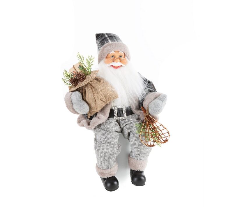 Figurka bożonarodzeniowa Mikołaj popielaty 27 x 16 x 40 cm – idealna dekoracja