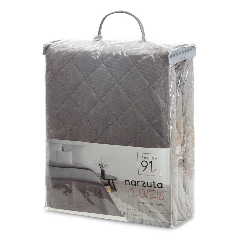 Narzuta Luiz srebrna 220 x 240 cm – doda blasku sypialni