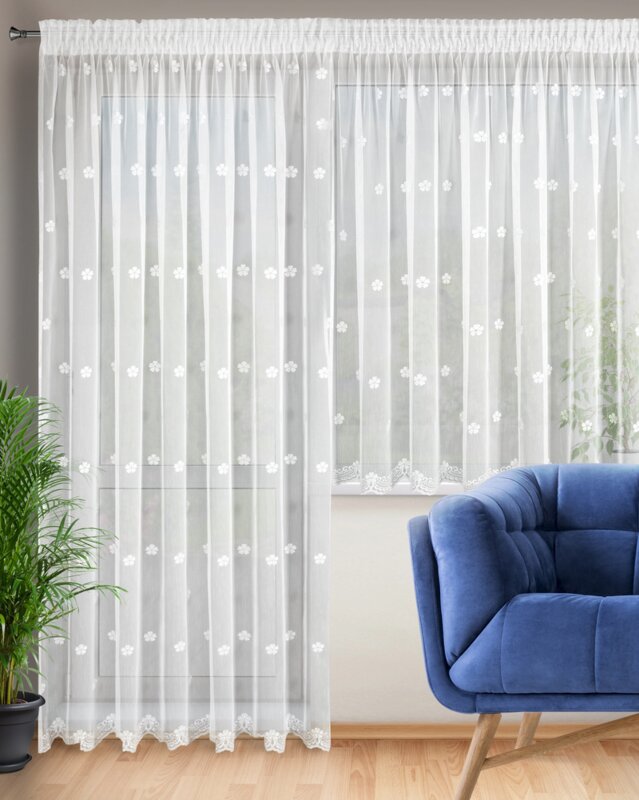 Firana gotowa biała 400 x 160 cm – rozjaśnia wnętrze