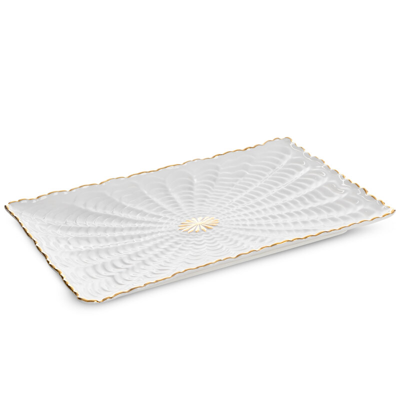 Patera dekoracyjna Gaia kremowa 26 X 17 X 2 CM – z trwałej ceramiki