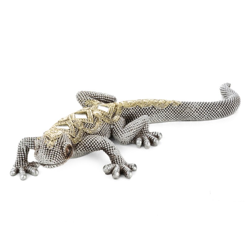 Figurka ceramiczna Gatos srebrna 25 x 11 x 5 cm – stylowa dekoracja