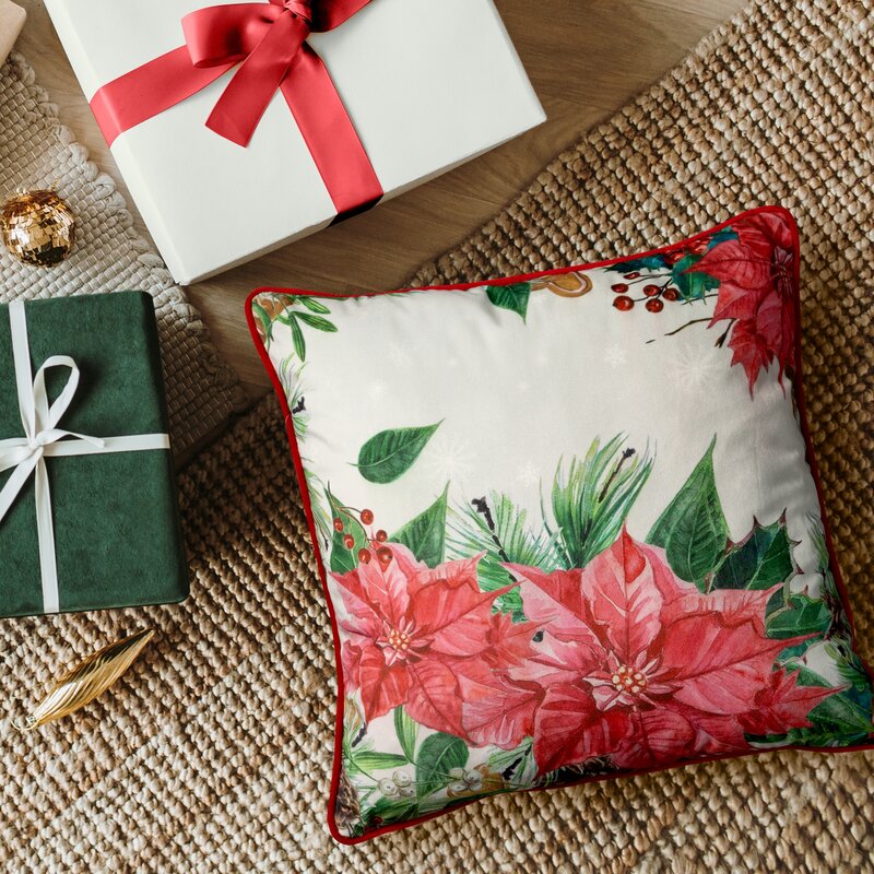 Poszewka świąteczna JINGLE37 różowa 45 x 45 cm – idealna dekoracja