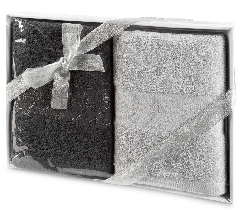 Komplet ręczników Glow srebrny 38 X 24 X 5 CM – miękki i chłonny